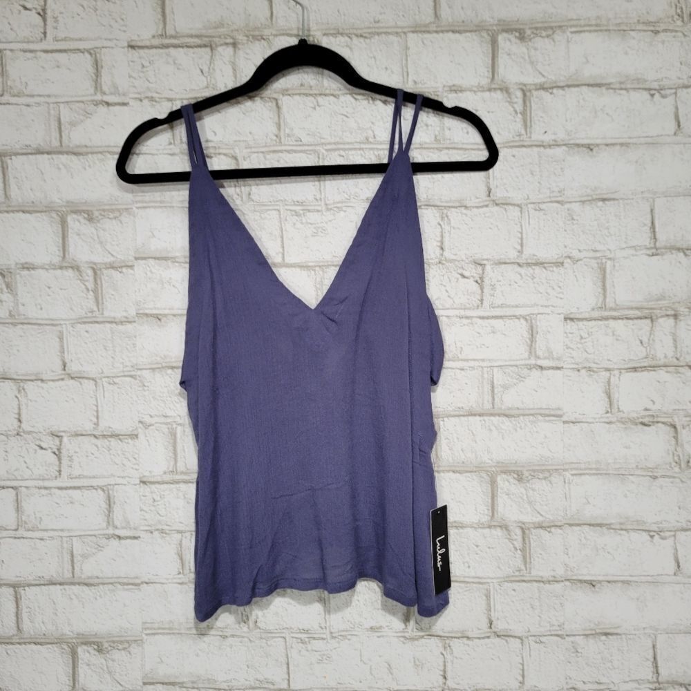 NWT Lulus open side blue tank